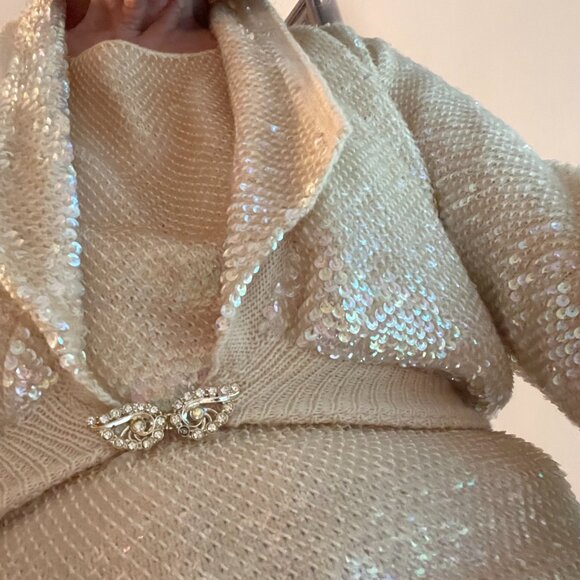 Handmade vintage sequin sweater set, shrug and shell - Picture 2 of 10